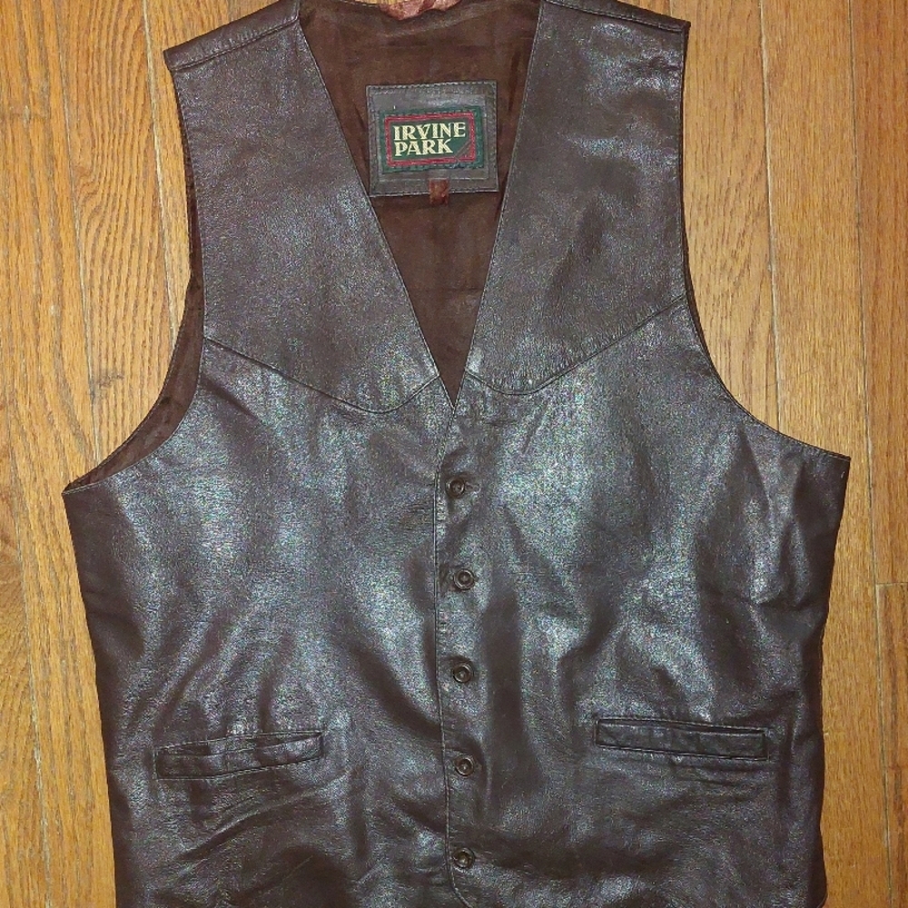 Men's Brown Leather Vest